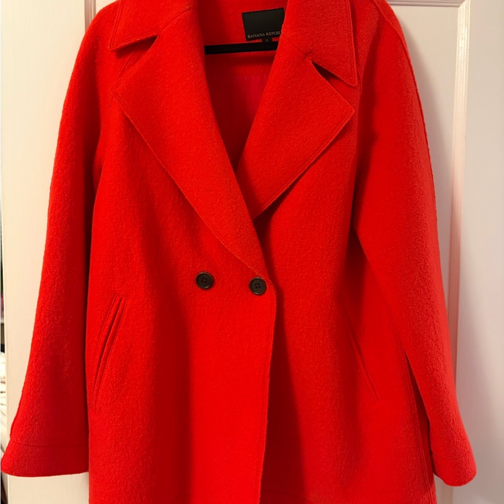 Banana Republic Red Pea Coat